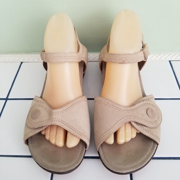 Dansko 40 Sand Tan Leather Sandals Platform Chunky Open Toe 9.5 10 IRIS - Picture 2 of 10